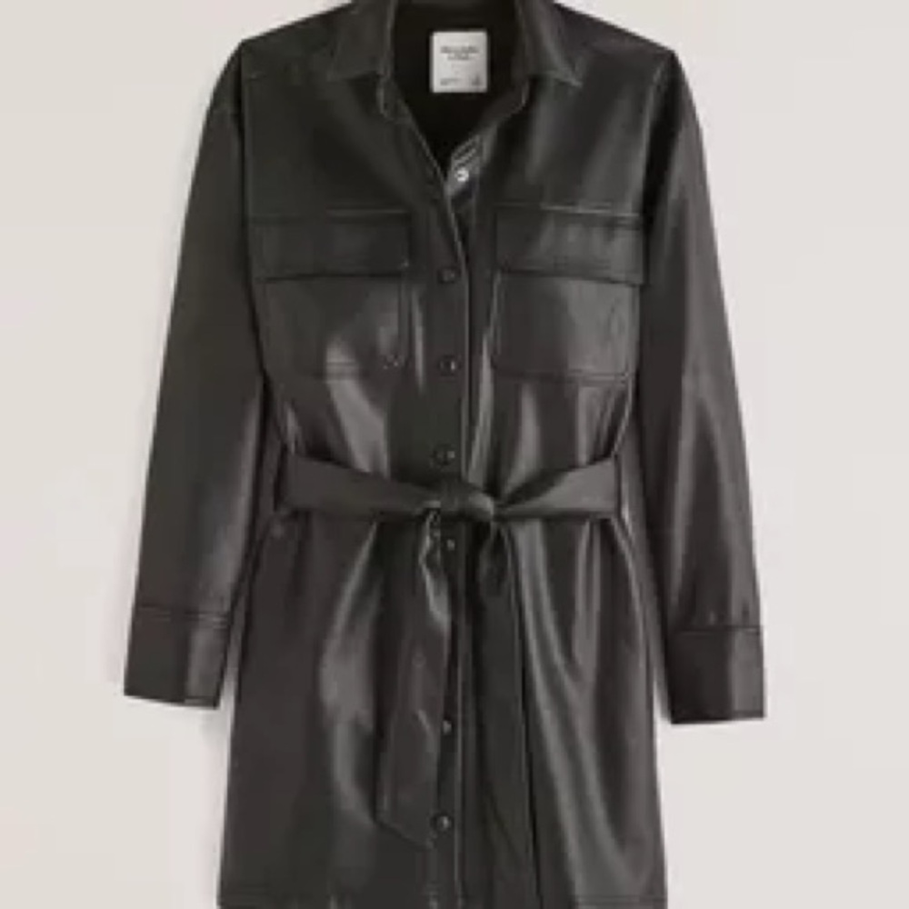Abercrombie Faux Leather Shirt Jacket with Belt SIZE L NEW WITHOUT TAGS